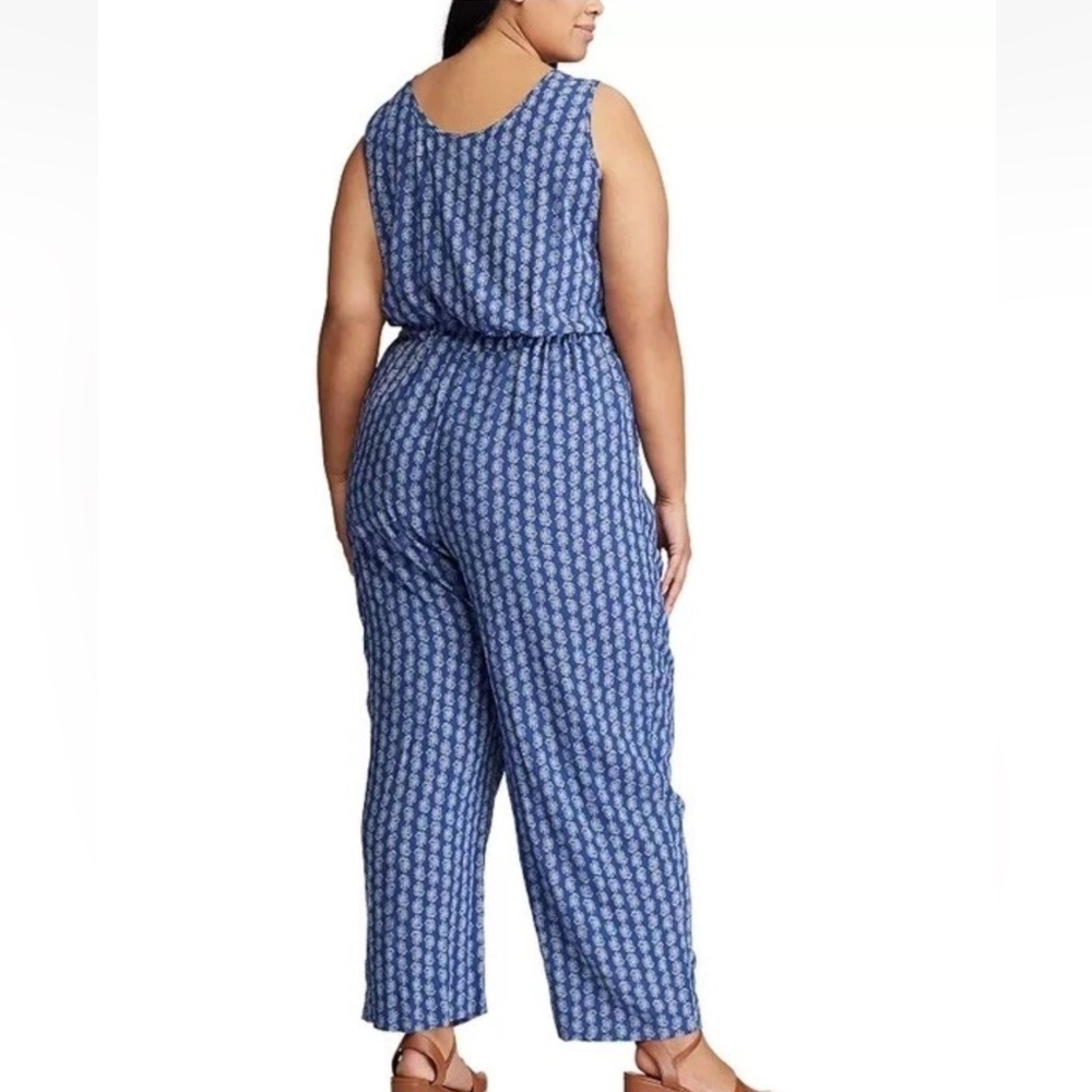Chaps Navy and White Patterned Jumpsuit - Picture 3 of 10